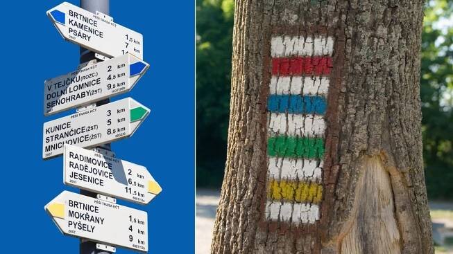 Barvy turistických značek mají svůj jasný význam