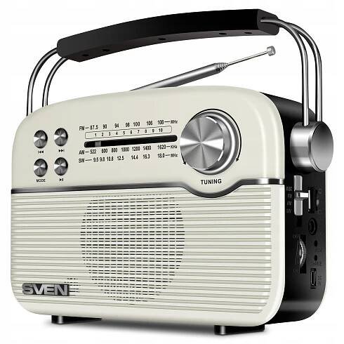 SVEN SRP-500 WHITE rádio FM AM SW retro přenosné akumulátorové vintage