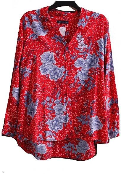 Dámská červená vzorovaná halenková košilě / Marks & Spencer / XXXL (50/52) / UK 22 / ANGLIE