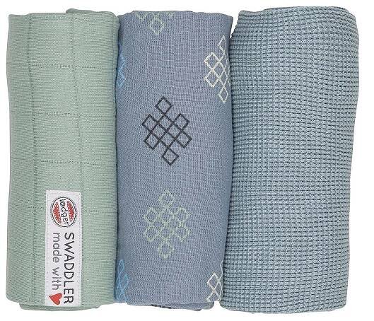 LODGER Plenky Swaddler Empire Knot 3 ks Eau Blu 70 x 70 cm