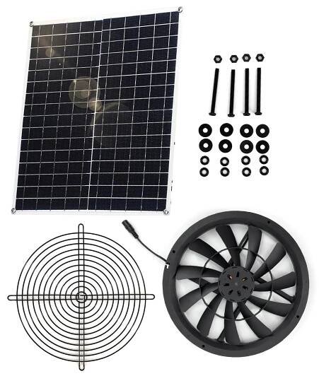 Solarbetriebener Ventilator für Camping im Freien, 20-W-Solarpanel-Ventilator-Set, 3000 U/min – IP65 wasserdicht, vielseitig