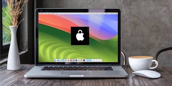 MacBook with Apple lock logo