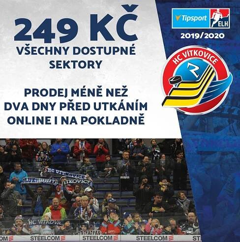 Další derby už ve čtvrtek! Vstupenky v prodeji. Pojďme naplnit halu - HC VÍTKOVICE RIDERA