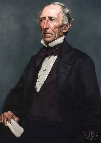 Color photograph of President John Tyler posing for a photograph. The image was colorized.