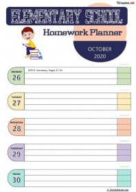 Download Elementary School Homework Planner Template - TemplateLab.com
