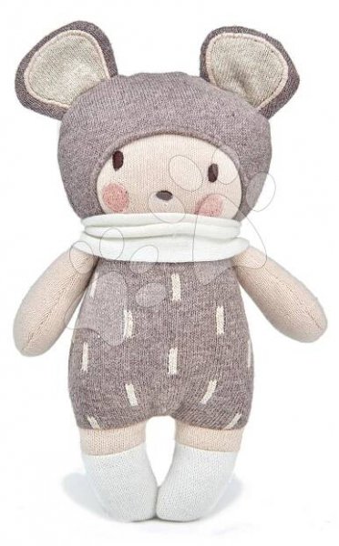 Hadrové panenky - Panenka pletená šedá Baby Beau Knitted Doll ThreadBear 24 cm z jemné a měkké bavlny v dárkovém balení od 0 měsíců