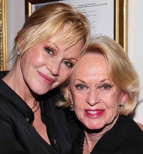 Melanie Griffith (L) and mother actress Tippi Hedren pose at the opening night of "No Way Around But Through" at the Falcon Theatre on June 3, 2012