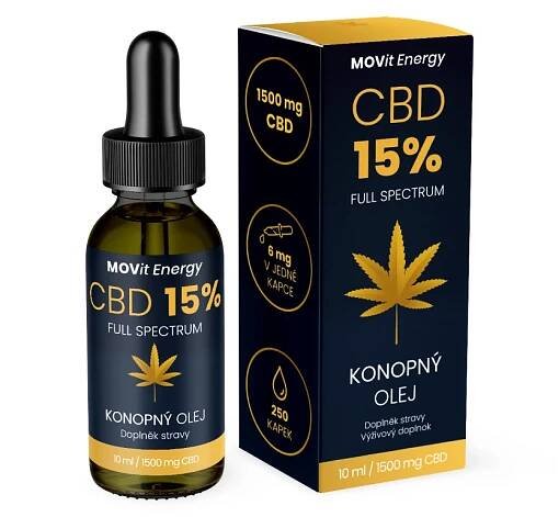 MOVit CBD 15% Full Spectrum konopný olej 10 ml