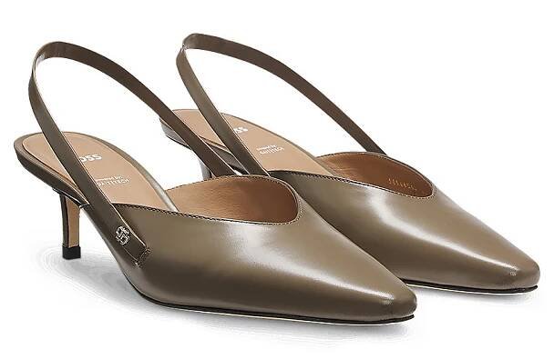 BOSS - Slingback leather pumps with GAIT-TECH® comfort insole - Light Brown