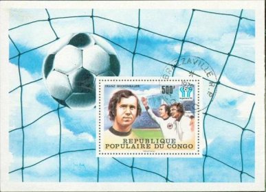 5A40 Aršík- CONGO, Fotbal, Argentina 1978, F. Beckenbauer- razítkovaný - Známky