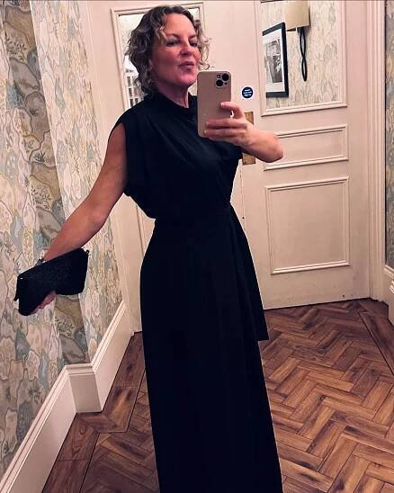 Lorraine stanley in black dress