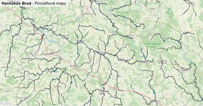 Povodňové mapy Havlíčkův Brod - mapa stoleté vody | Kurzy.cz