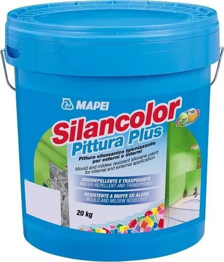 Silancolor® Pittura Plus  Finálny náter na báze silikónovej živice vo vodnom roztoku je určený na aplikáciu v interiéri a exteriéri. Je odolný proti rastu plesní a rias, priepustný pre vodné pary, vodoodolný.