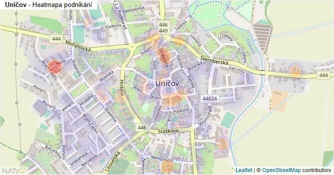 Uničov - mapa podnikání