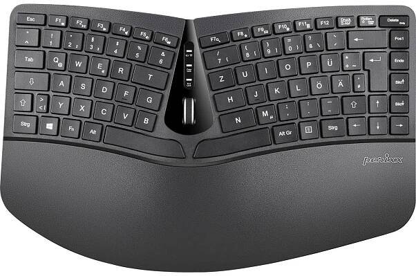 Perixx Ergonomisch bezdrátový sada klávesnice a myše ergonomická německá, QWERTZ černá