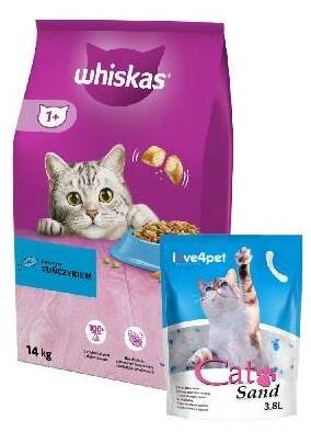 Whiskas Adult tuňák 14 kg + CAT SAND Silikonová podestýlka pro kočky 3,8l
