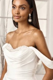 Sincerity Bridal - Style 44388: Charmeuse Fit and Flare Gown with Embellished Sweetheart Neckline