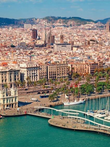 The port of Barcelona with the city in the background
