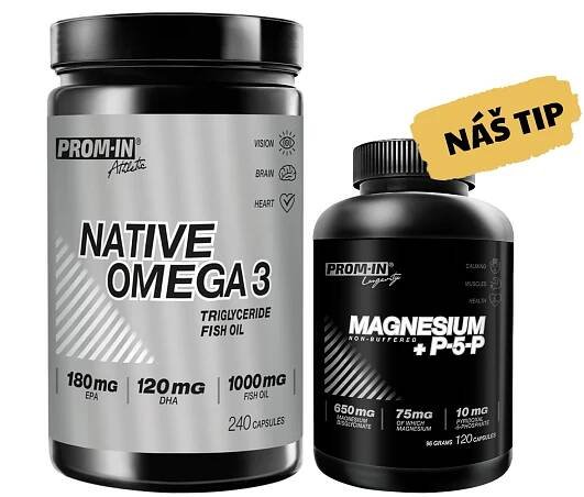 AKCE Prom-In Native Omega 3 240 cps + ZDARMA Magnesium + P5P 120 cps