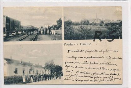 Dařenice Loukov 1907 - Mladá Boleslav , vlak tkalcovna cyklisté, /FX/