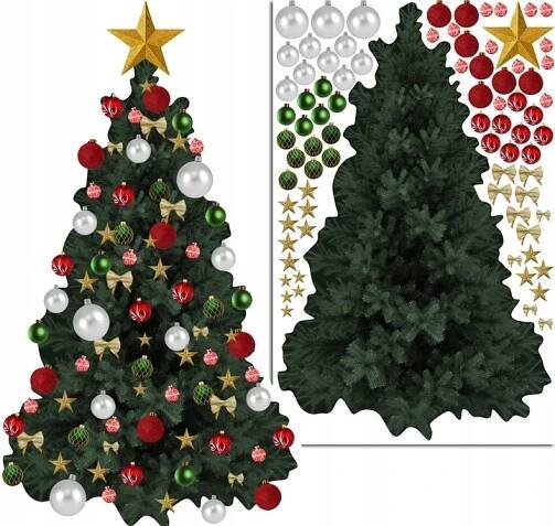 Nalepovací VÁNOČNÍ STROMEK na zeď SAMOLEPICÍ 210 cm