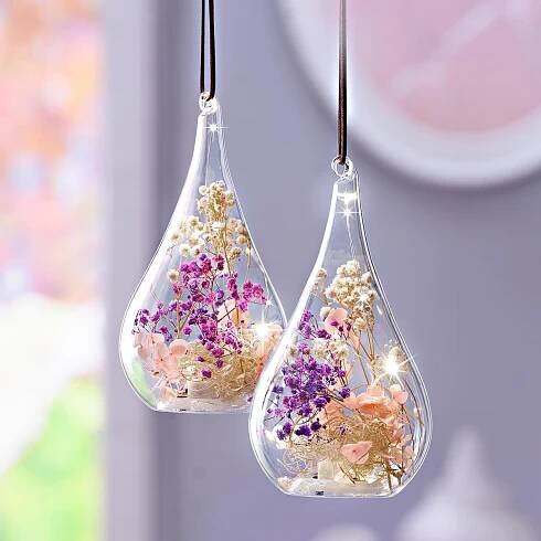 LED skleněná závěsná dekorace Fleurs, 2 ks - Velký Košík