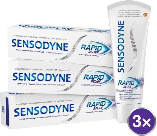 Sensodyne Zubná pasta pre citlivé zuby Rapid 3 x 75 ml