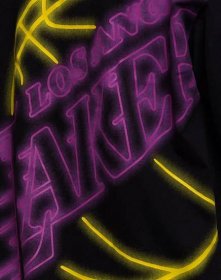 Triko New Era NBA Oversized Back Print Neon Tee Los Angeles Lakers Black/Purple - Snapbacks
