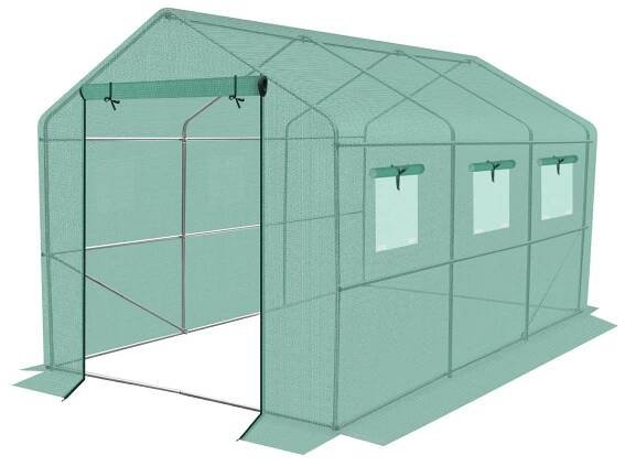 ZAHRADNÍ TUNELOVÝ SKLENÍK 200x350x200 CM PE OCELOVÁ KONSTRUKCE ZELENÁ