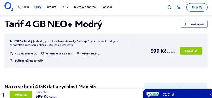 O2 Tarif Neo Modrý