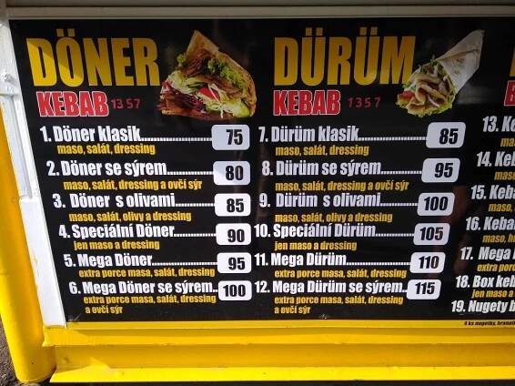 menu - Parodie na dürüm - Mr. Kebab & Pizza (Praha)