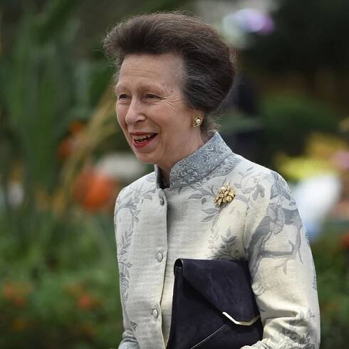 Princess Anne attends this year’s Chelsea Flower Show in chic silver dress coat