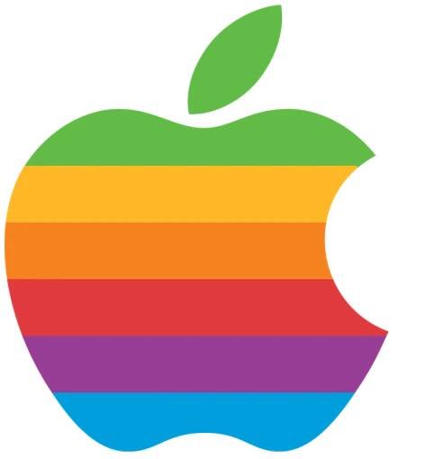 apple logo with stripes