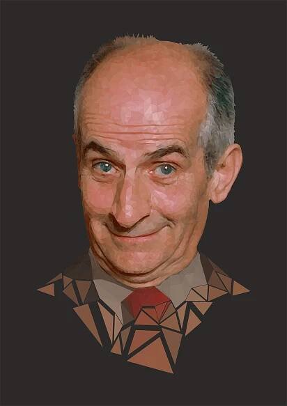 Louis De Funes, Low Poly Art, Portrét