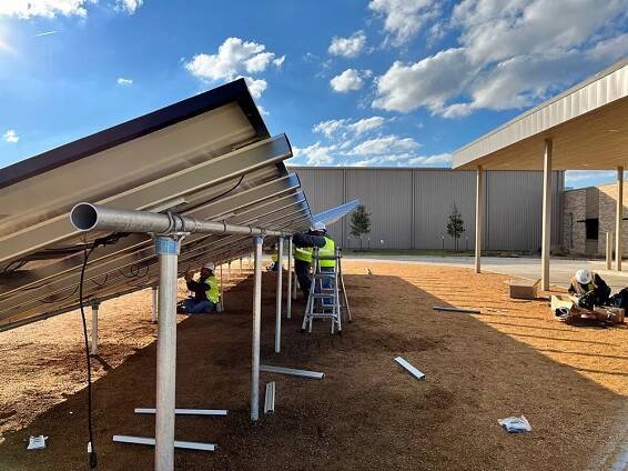 Installation of solar array at United's Mansfield office. 
