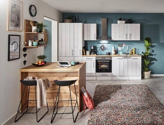 Küchenblock Anton Küchenzeile 310 Cm - Wildeiche/Lärchefarben, LIFESTYLE, Holzwerkstoff (310-124cm) - Respekta