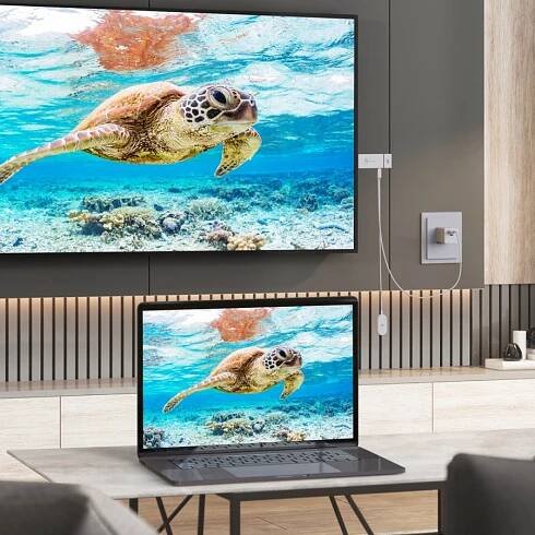 Bezdrátový audio/video vysílač a přijímač j5create JVAW76 Screencast 4K Wireless Display Adapter bílý