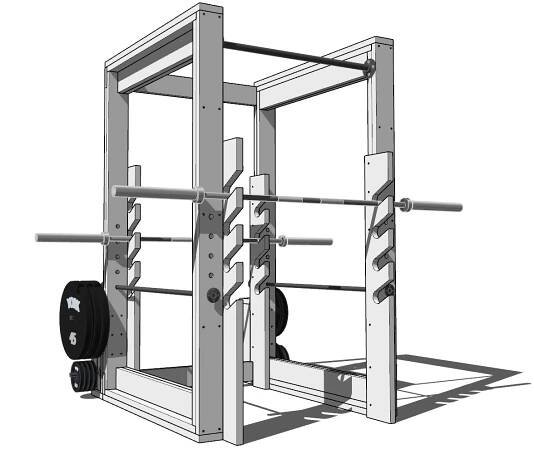 DIY homemade power cage, squatting rack, lifting rack, fitness equipment