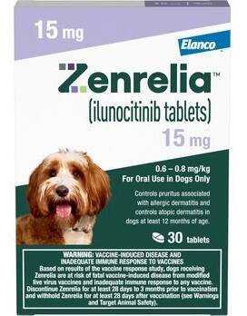 Zenrelia (ilunocitinib tablets) for Dogs, 15-mg, 30 tablets