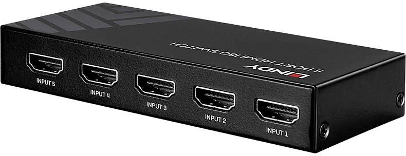 LINDY 5 Port HDMI 18G Switch 5 portů HDMI přepínač s dálkovým ovládáním 3840 x 2160 Pixel
