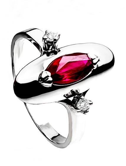 Stuchlík zlatý prsten s rubínem a diamanty 014959