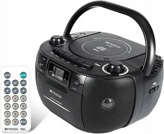 Retekess TR621 Přenosné rádio CD, kazetový přehrávač CD, stereo s AM FM rádiem, kazetový magnetofon, podpora USB/TF/sluchátek, s dálkovým ovládáním(