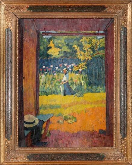 Kubín Otakar (Coubine Othon): Výhled do zahrady z umělcova ateliéru „Bouda“, 1906, olej na plátně, 81 x 60,5 cm