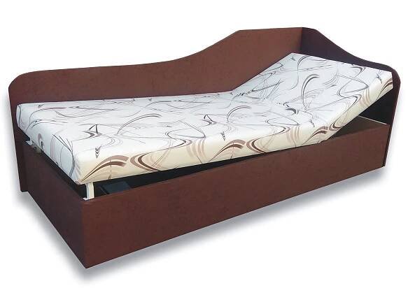 Jednolůžková postel (válenda) 90 cm Abigail (Sand 10 + Tmavě hnědá 40) (P)
