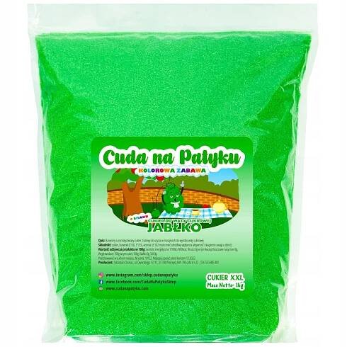 Barevný Cukr Na Cukrovou Vatu pro Stroj Chutný JABLEČNÝ 1KG EAN (GTIN) 5906349450153