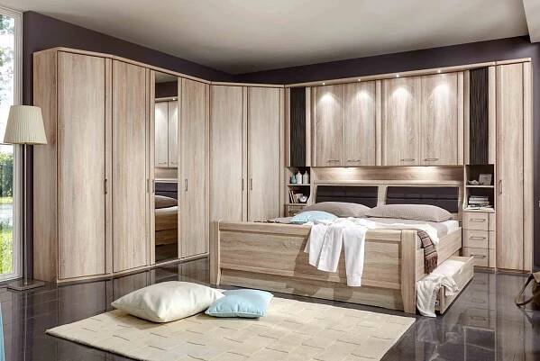 Moderní ložnice s nástavbou nad postelí LUXOR 2 dub segerau
