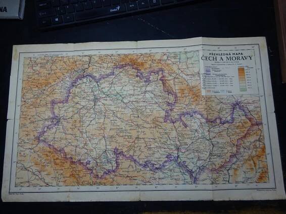 PŘEHLEDNÁ MAPA - ČECH A MORAVY 1940 / PROTEKTORÁT BEZ SUDET - Staré mapy a veduty
