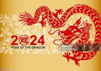 Stock ilustrace Čínský Nový Rok Drak – stáhnout obrázek nyní - Čínský nový rok, 2024, Draky - Čínskými zvěrokruhy