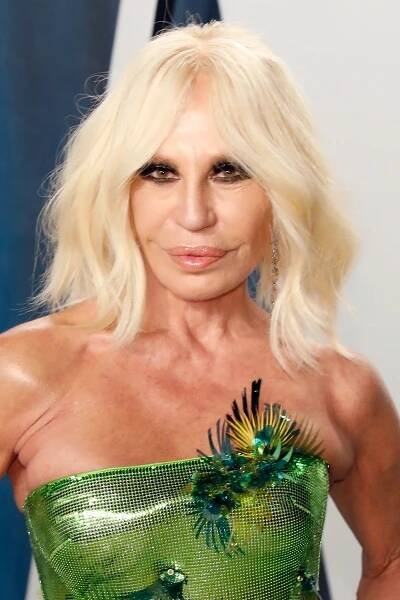 Donatella Versace at the Vanity Fair Oscar Party in February 2020.