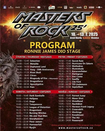 Program festivalu MASTERS OF ROCK 2025 je tady! | Novinky | Rock Radio